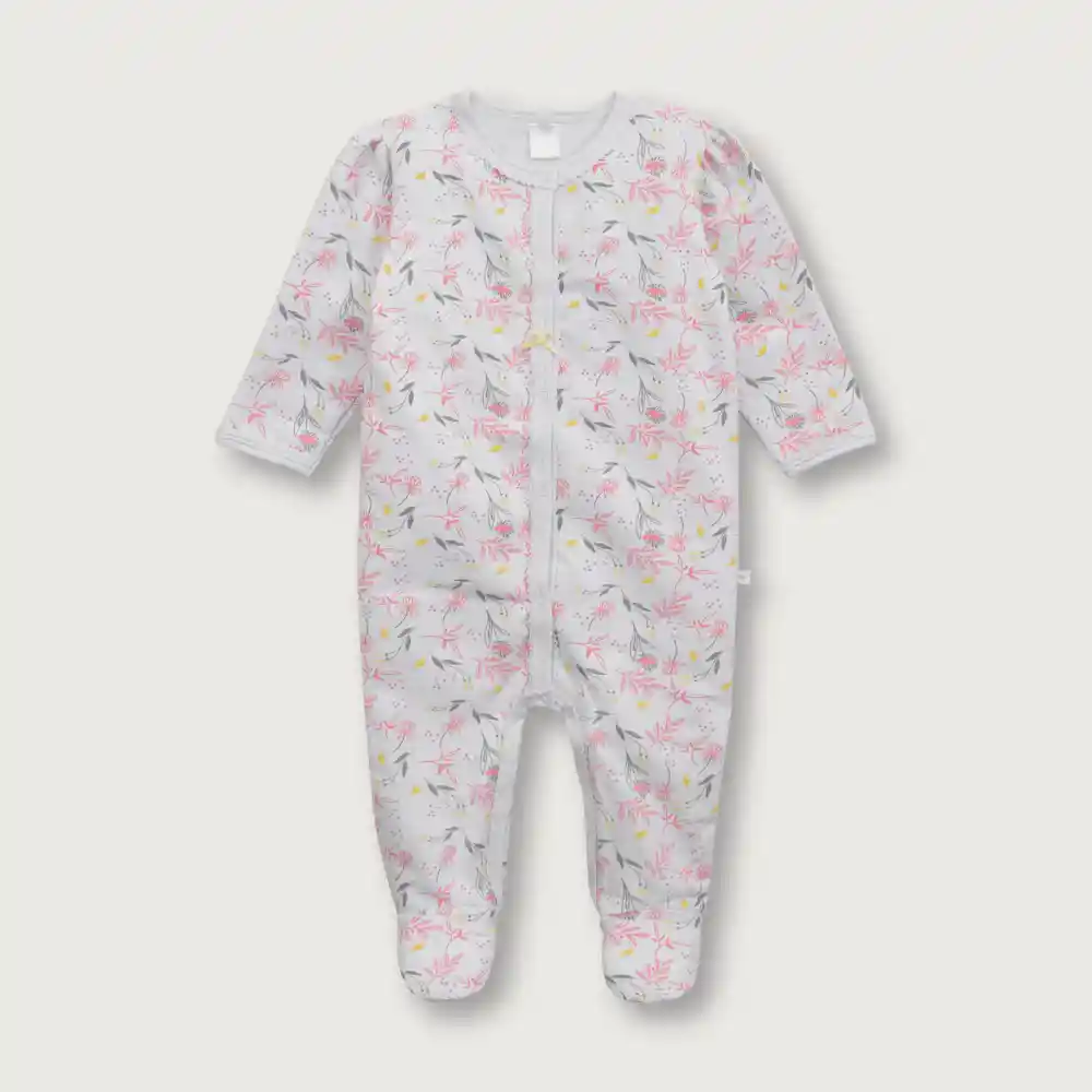 Pijama Flores De Bebé Niña Blanco Talla 9 Meses
