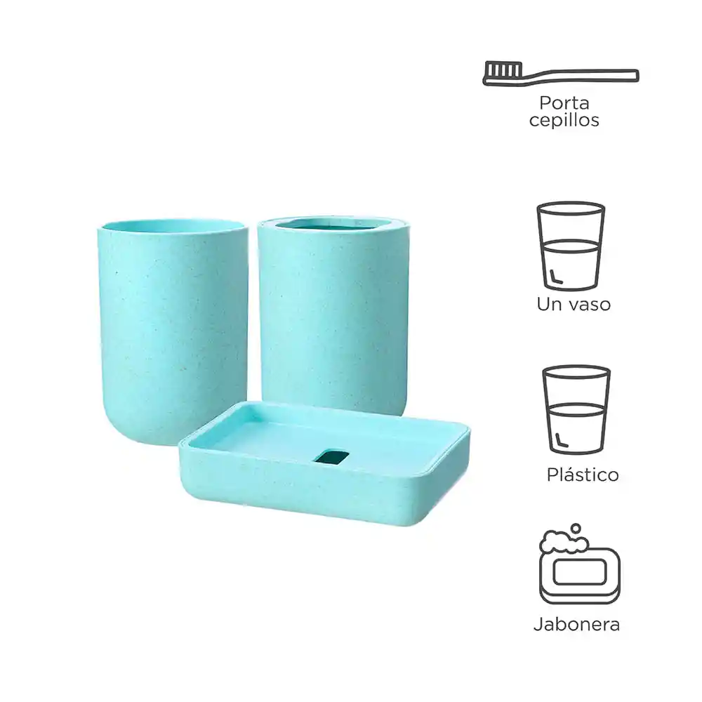 Miniso Set De Baño Porta Cepillo Dientes + Jabonera