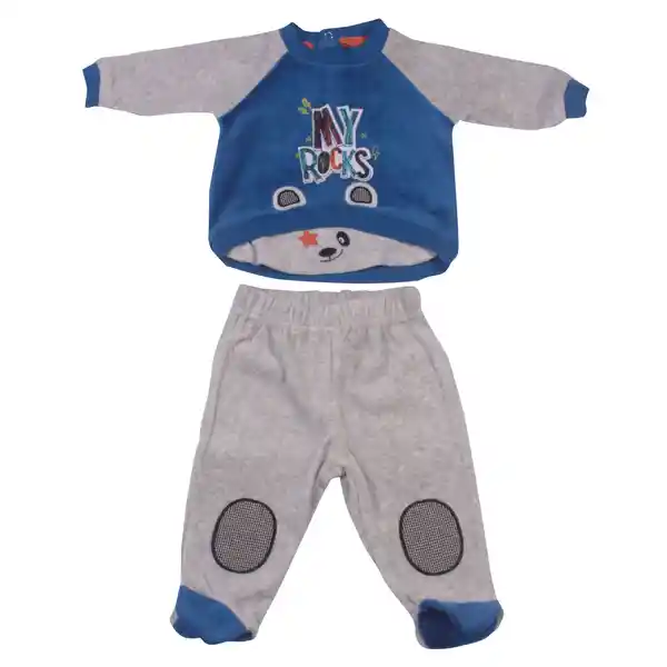 Conjunto Plush Bebe Niño Gris claro Pillin 6 M