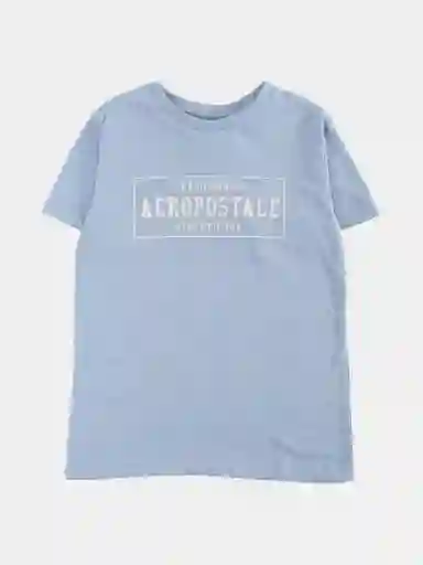 Aeropostale Polera Manga Corta Graph o Celeste 12 4951 V26