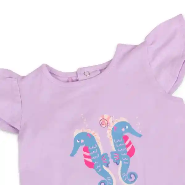 Polera Manga Corta Bebé Niña Lila Talla 18 M Pillín