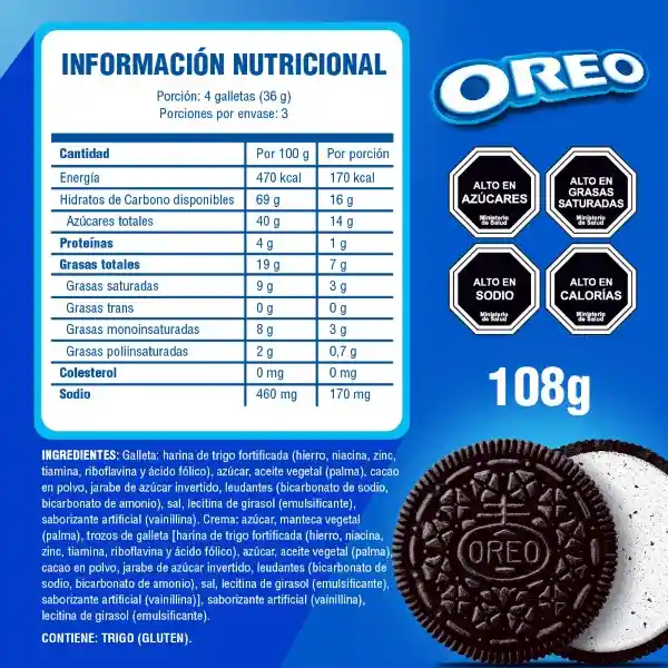 Oreo Galleta de Chocolate con Relleno Sabor Cookies and Cream