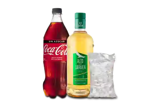 Pisco 35° 1L + bebida 1.5L + hielo 