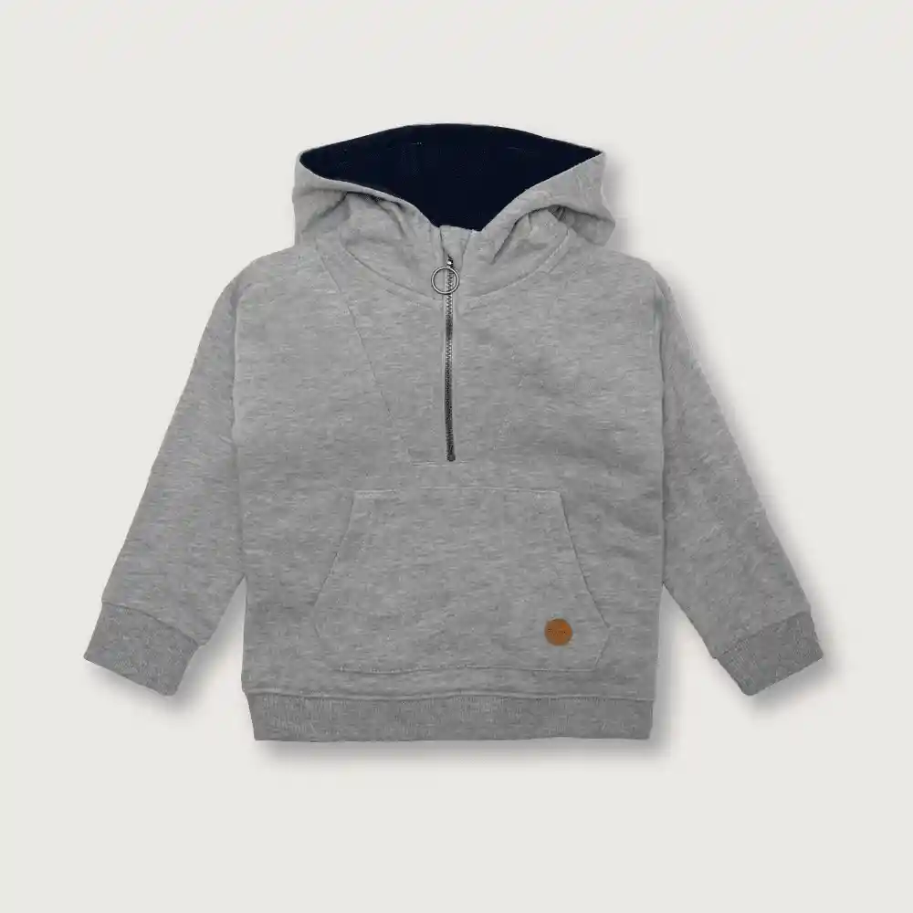 Poleron Con Gorro Para Niño Gris Talla 12m