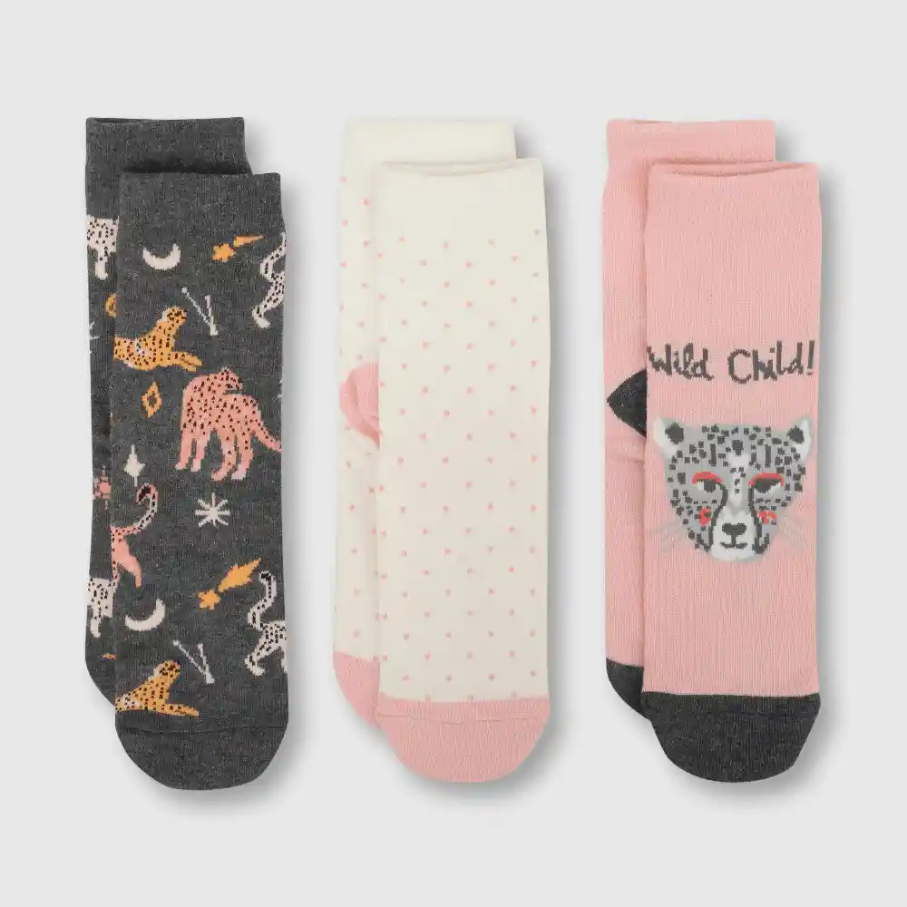 Pack De Calcetines Cheetah De Niña Rosado Talla 34/37