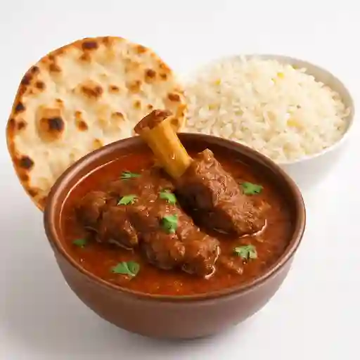 Combo Mutton Curry con Arroz y Pan