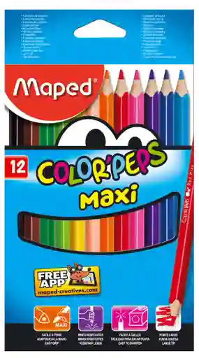 Estuche 12 Lápices De Colores Maxi Maped