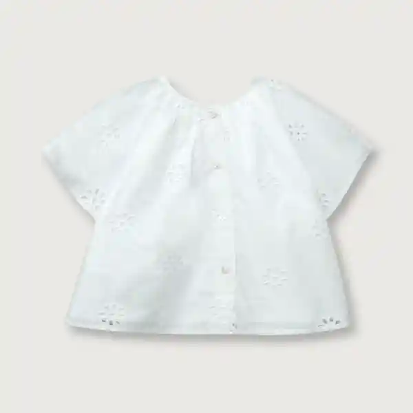 Blusa Broderie de Niña Off White Talla 6M Opaline