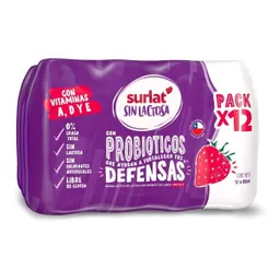 Surlat Pack Bebida Lactea Probioticos Frutilla Sin Lactose