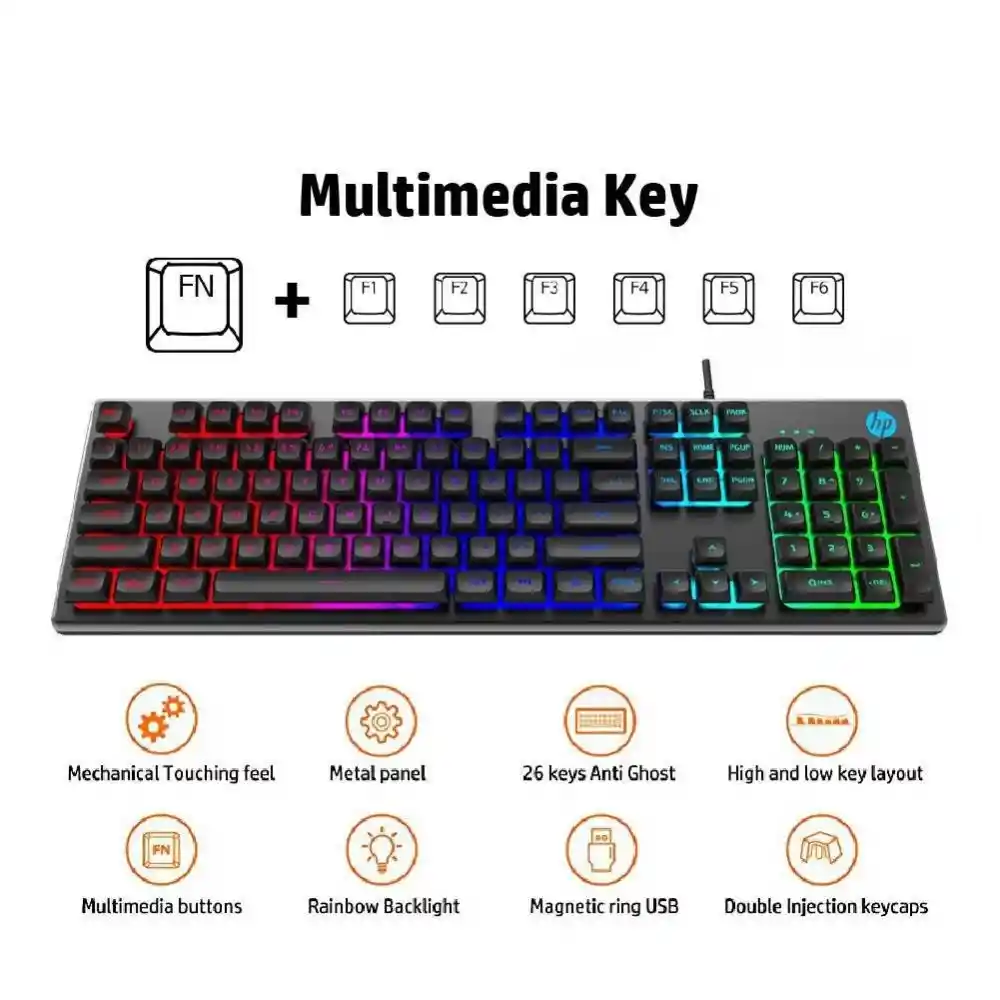 Hp Kit Para Pc Teclado Gamer Membrana Km300F