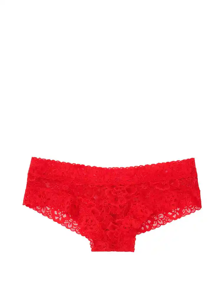 Victoria's Secret Panty Cheeky Floral Con Encaje Rojo Talla L