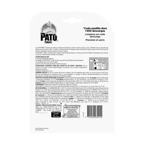 Bloque Para Estanque Inodoro Pato Purific Marina 160 g x 4 Und