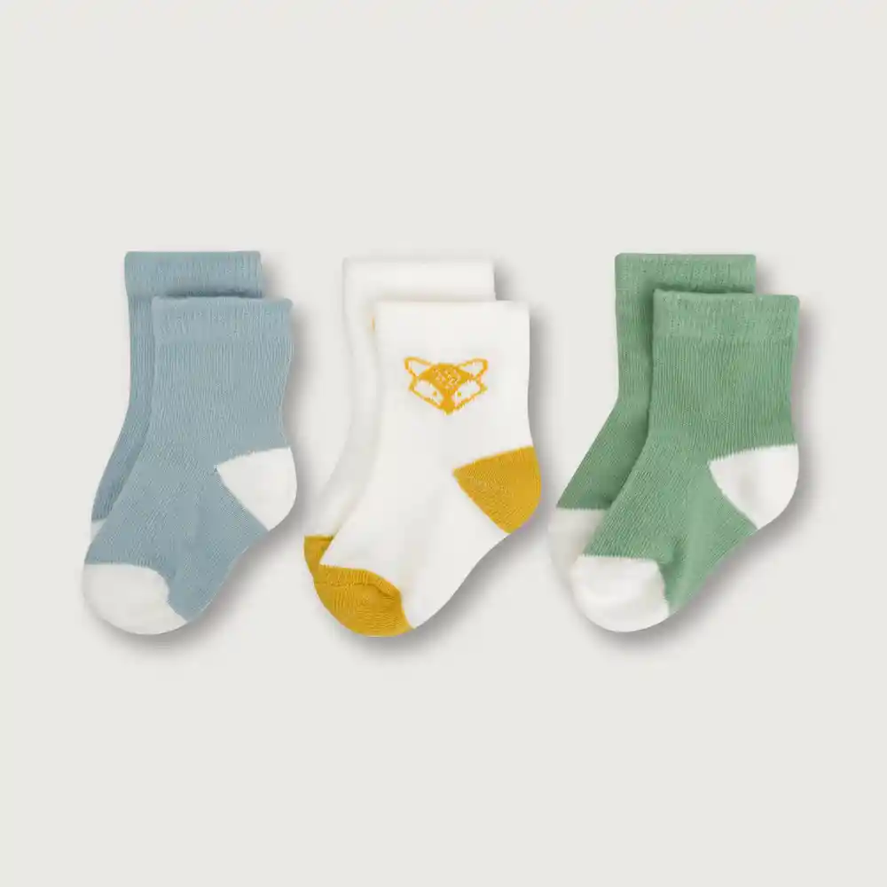 Pack Calcetines Zorro De Bebé Niño Azul Talla 14/16