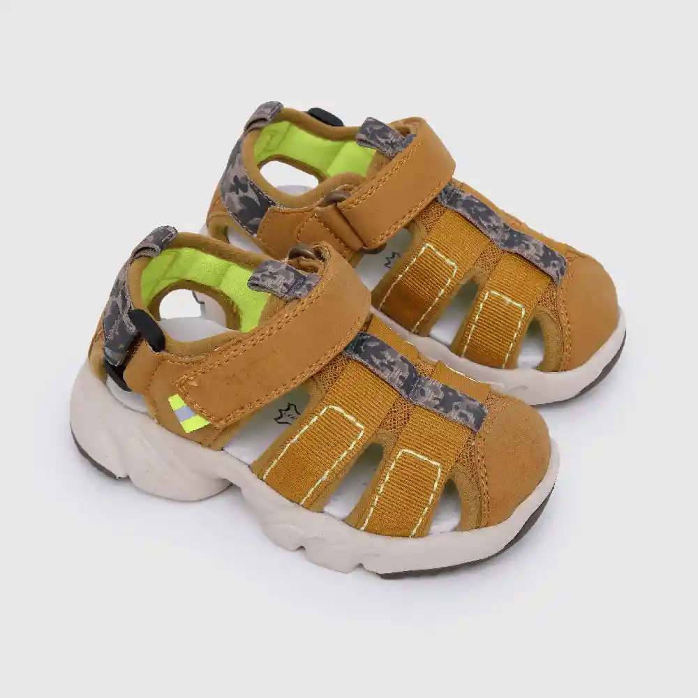 Sandalias Straps Chunky De Niño Amarillo Talla 21