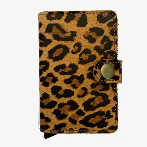 Billetera Cuero Con Broche Animal Print