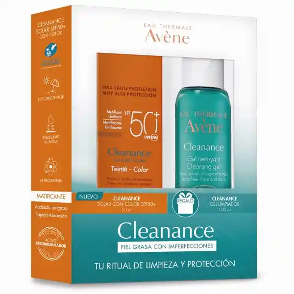 Avene Pack Cleanance Protector Solar Spf 50 + Gel Limpiador