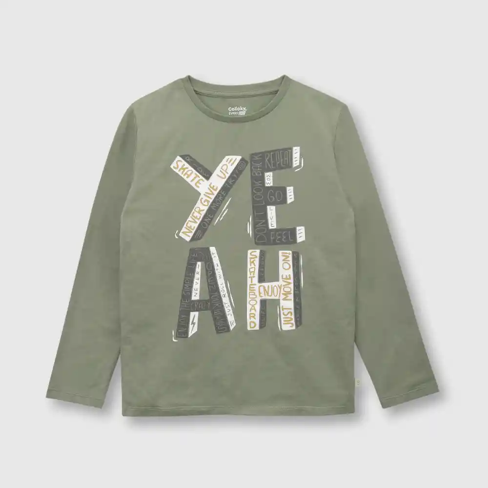 Polera Orgánica Yeah Para Niño Verde Talla 3a