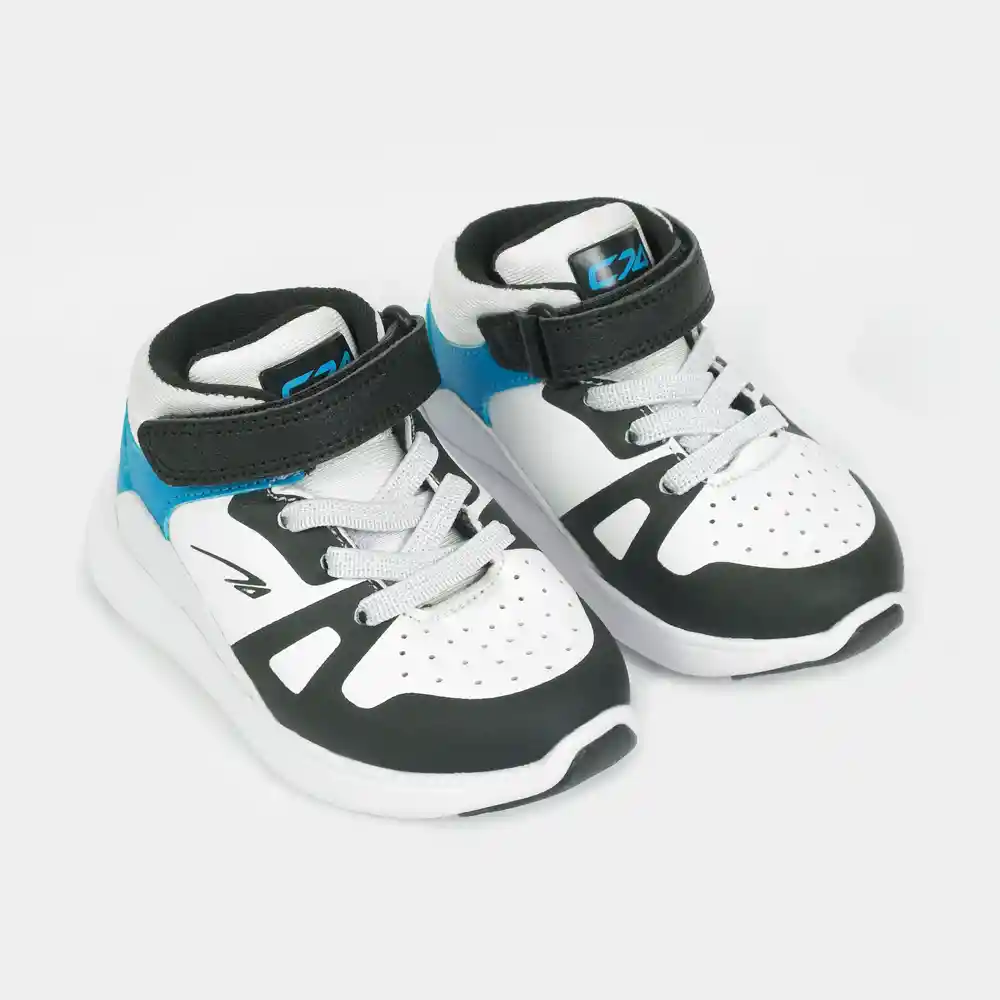 Zapatillas Deportiva De Niño Tipo Basket Blanca Talla 19