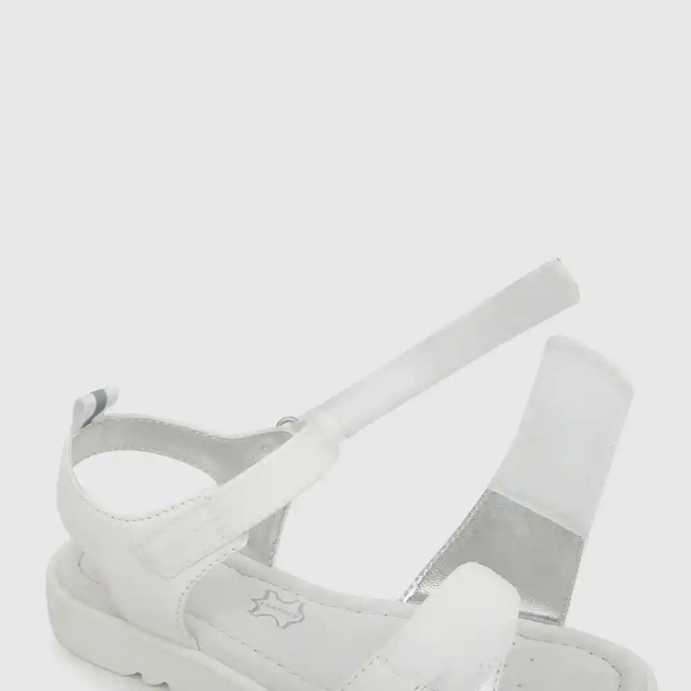 Sandalias Hebilla Doble Ajuste De Niña Blanco Talla 32