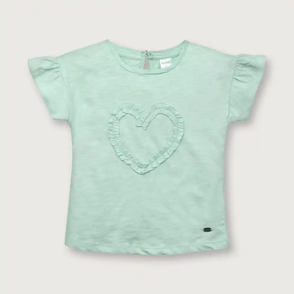 Polera Tipo Grunge Niña Corazón Aqua Talla 12m