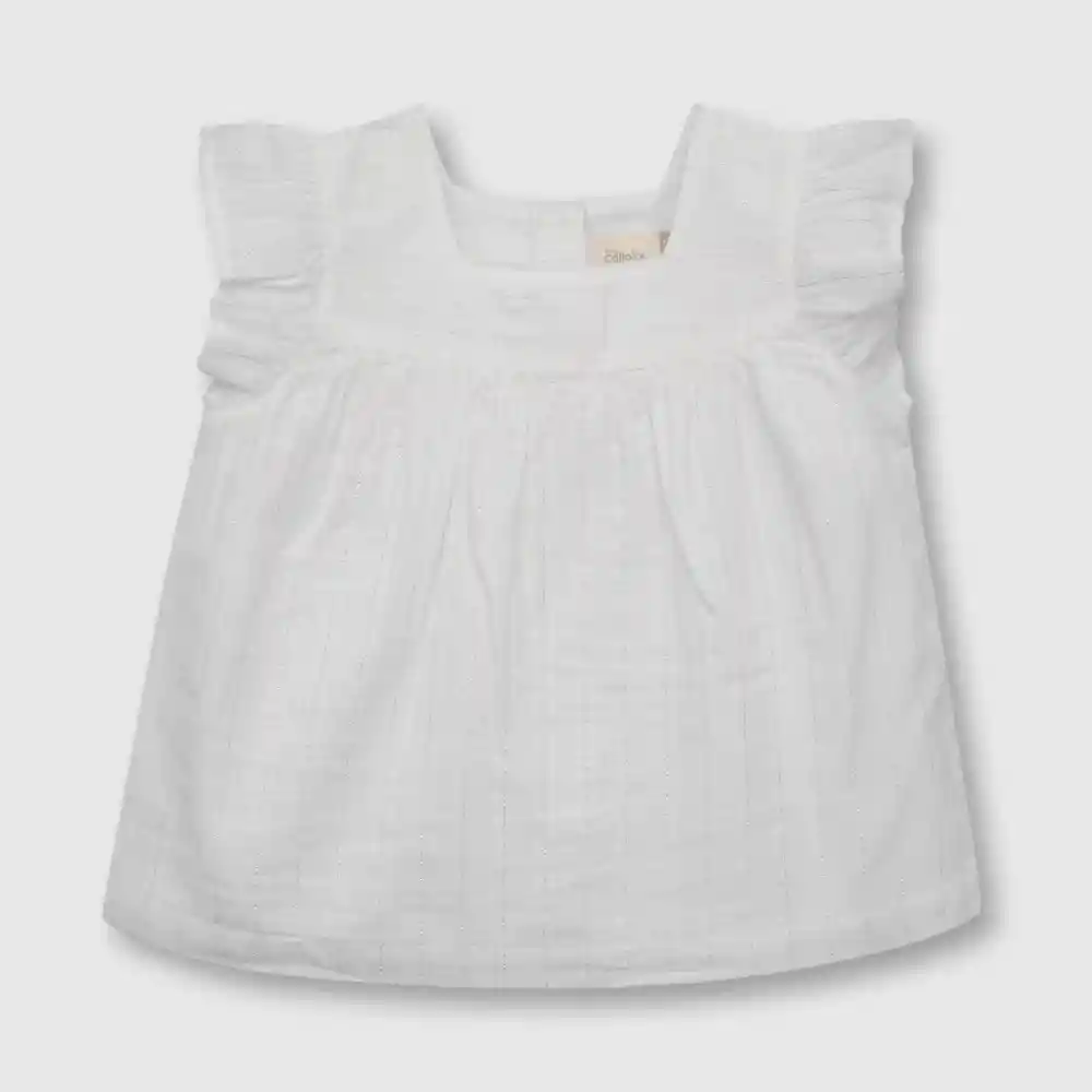 Blusa Romantica De Niña Blanco Talla 24m