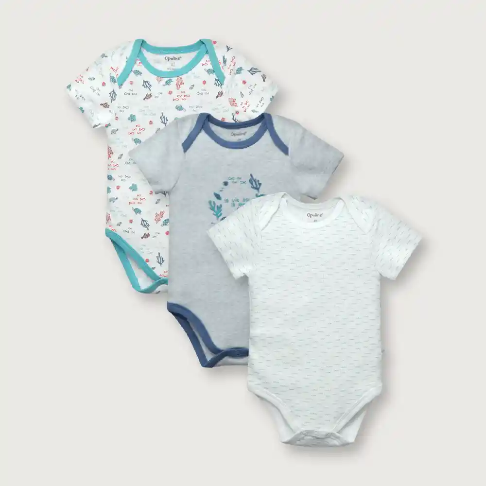 Pack Bodies Manga Corta De Niño Azul Talla Rn