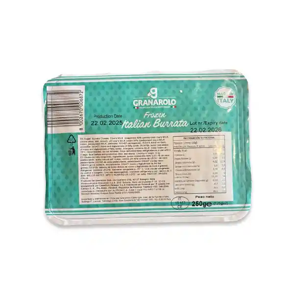 Queso Fresco Burrata Italiana Congelada Granarolo