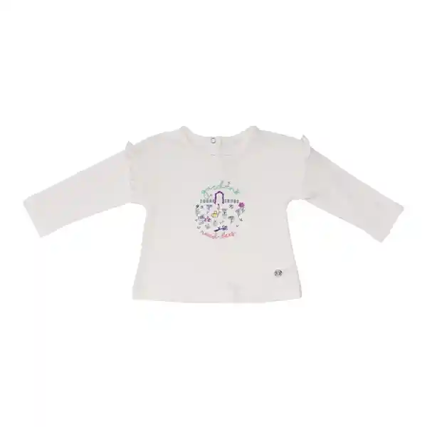 Polera Manga Larga Bebe Niña Blanco Pillin 9 M