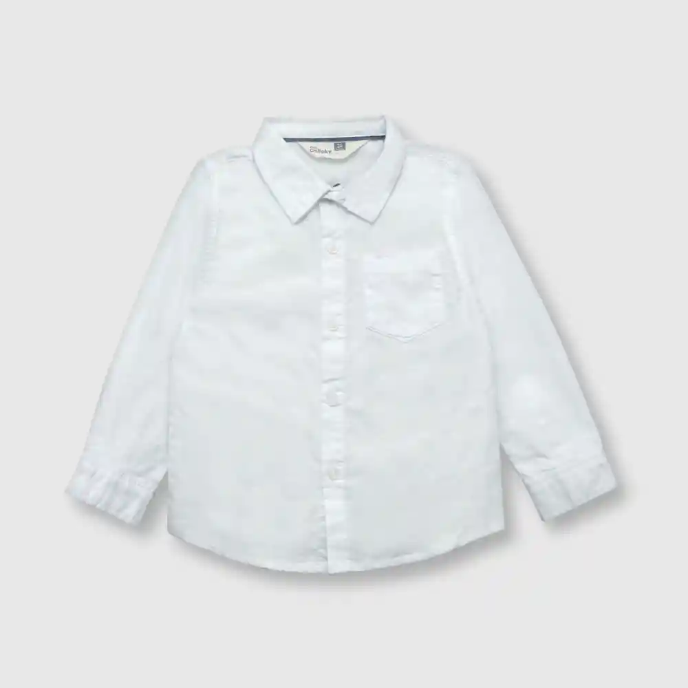 Camisa Oxford Clásica De Bebé Niño Blanca Talla 12/18m
