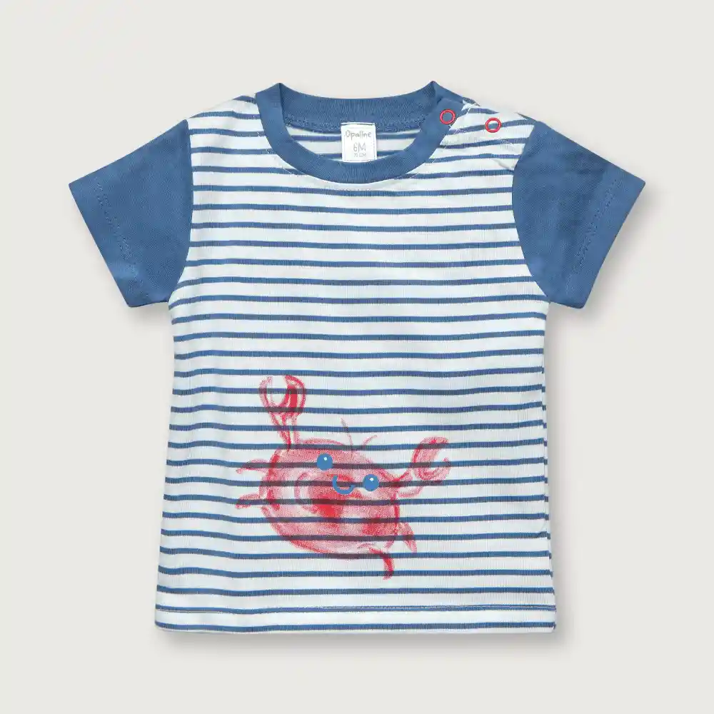 Polera Cangrejo De Niño Azul Talla 6m