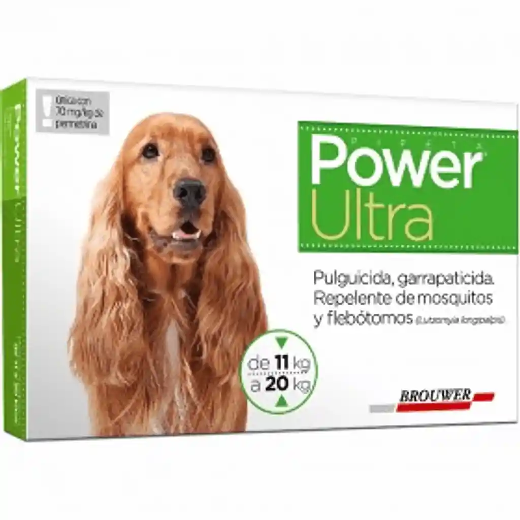 Power Brouwer Ultra Pulguicida- Garrapaticida (5.15 %/40 %/3 %) Solución Tópica para Perros