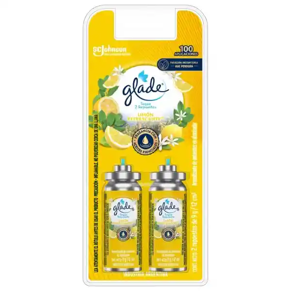 Aromatizante Ambientes Glade Limón Repuesto Pack 9 g x 2 Und