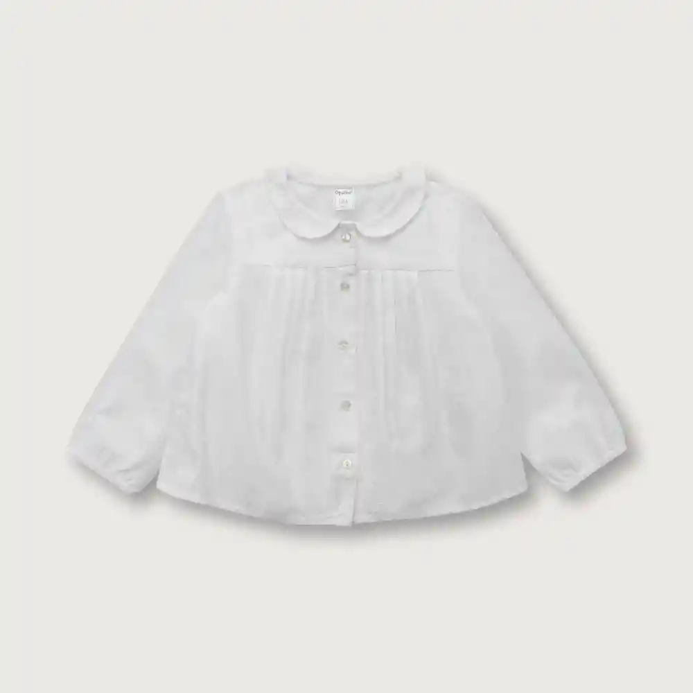 Blusa Cuello Peter Pan De Niña Blanco Talla 2a