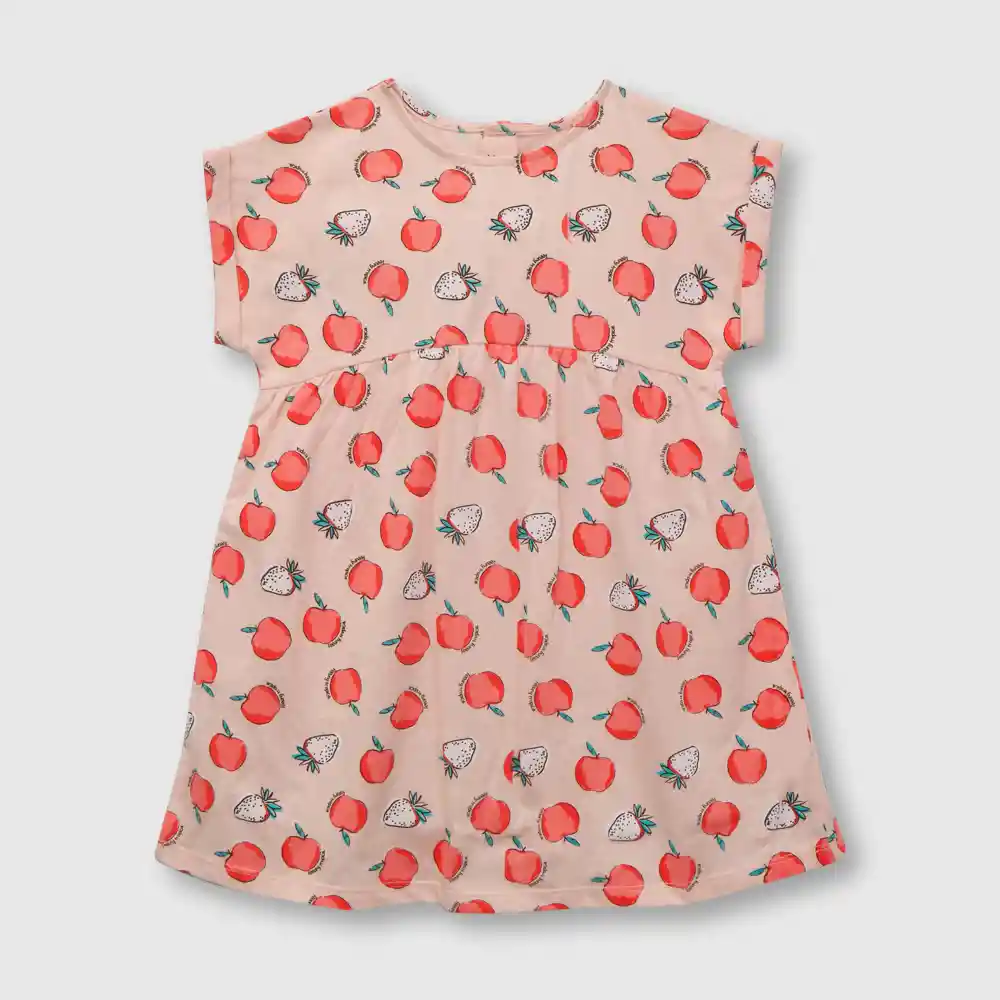 Vestido Manzanas De Niña Rosado Talla 6/9 Meses