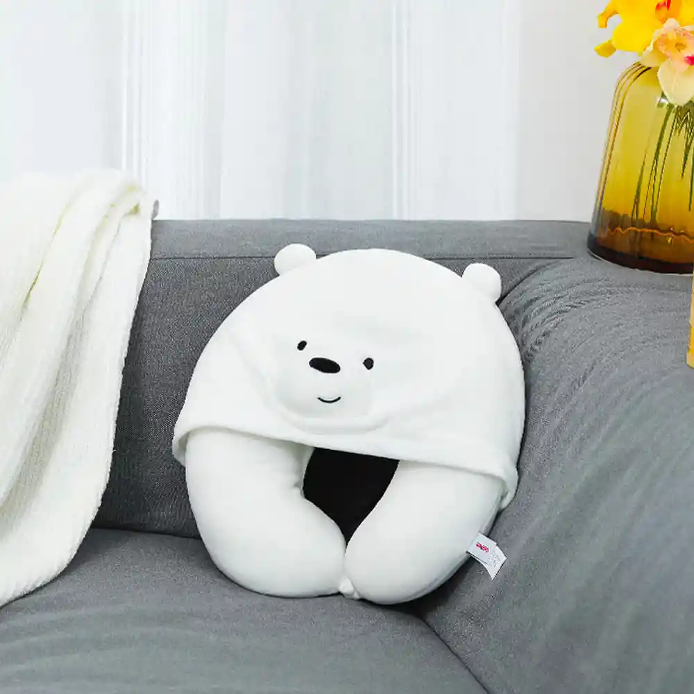 Miniso Almohada Para Viaje Con Capucha Polar - We Bare Bears