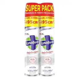 Desinfectante Ambientes Lysoform Original Aerosol 495 mL Pack X2