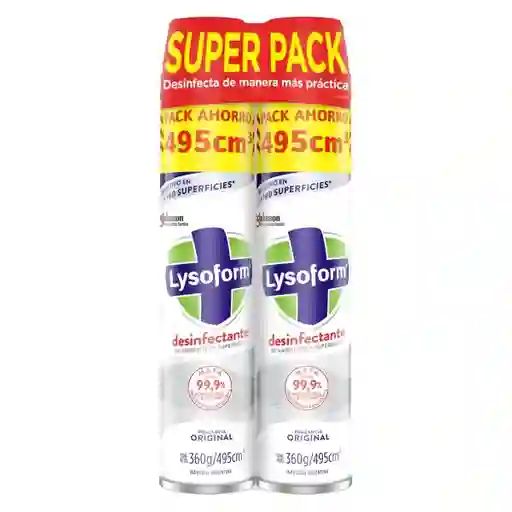 Desinfectante Ambientes Lysoform Original Aerosol 495 mL Pack X2