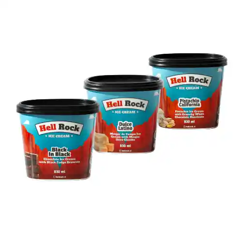 Hell Rock Pack Helado Black in Black + Dulce de Leche + Pistacho