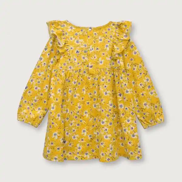 Vestido Con Vuelo y Manga Globo de Niña Amarillo T.9M Opaline