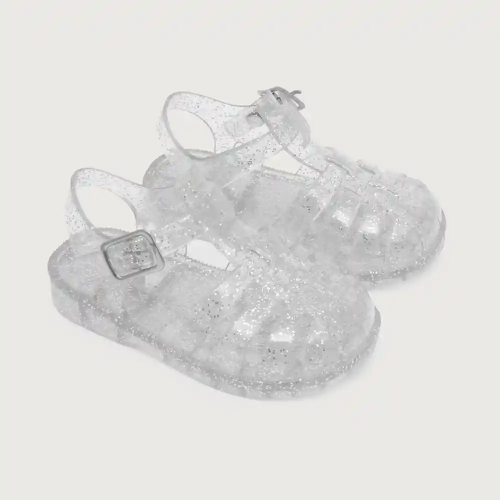 Sandalias Aqua Brillo Niño Blanca Talla 29