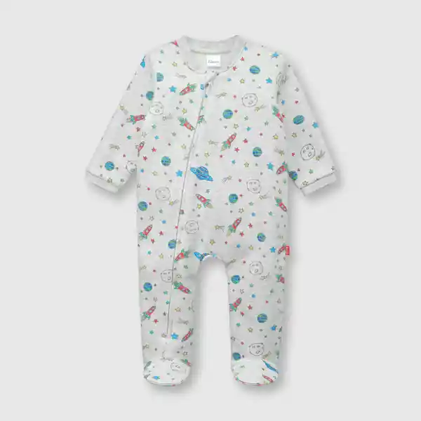 Pijama de Franela de Bebé Gris Melange Talla 12M Colloky