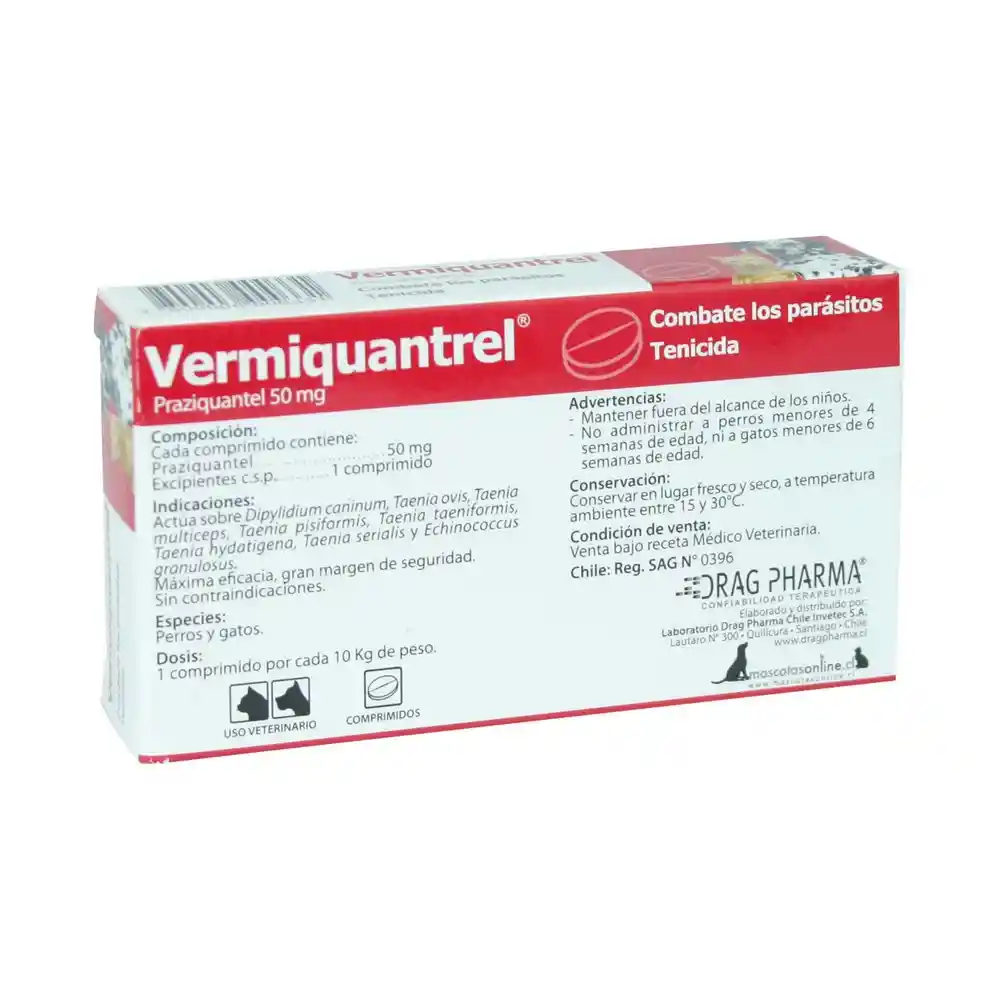 Profilaxis Veterinaria Vermiquantrel Com.50mg.1