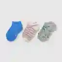 Pack Calcetines Corto Flores De Niña Azul Talla 23/25