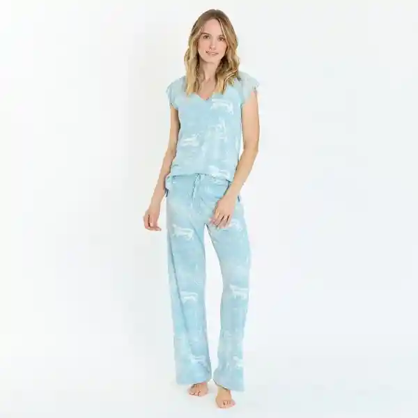 Pijama Dame Pantalón Largo Celeste Talla M Bbz Barbizon