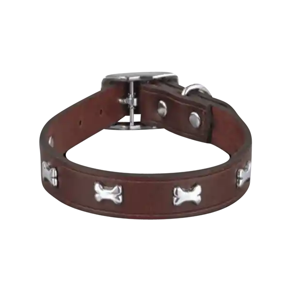 Bond Collar Para Perro Café Sepia Con Huesitos Md:35 Cm