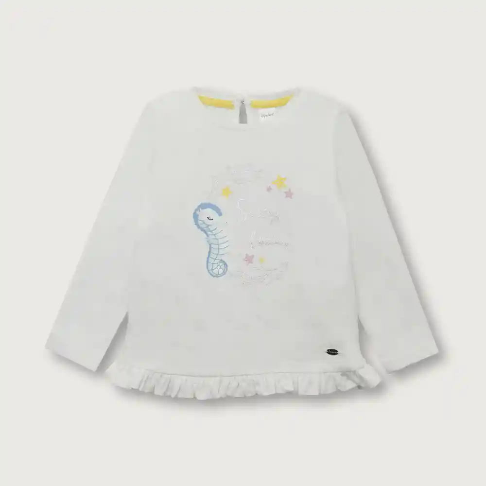 Polera Con Vuelos De Niña Blanco Talla 9m