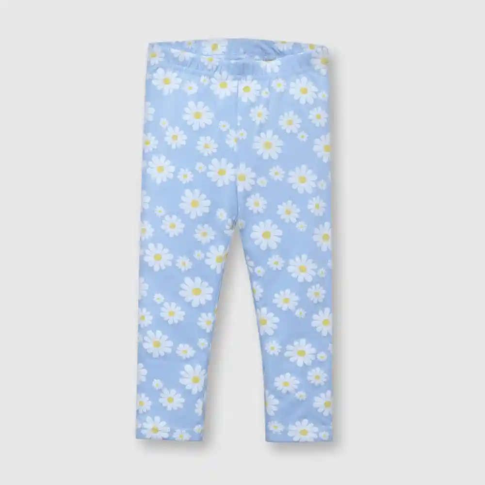 Pantalón De Bebé Estampada Niña Celeste Talla 3/6m