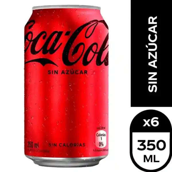 Coca-Cola Gaseosa Sin Azúcar 350 mL x 6 Und
