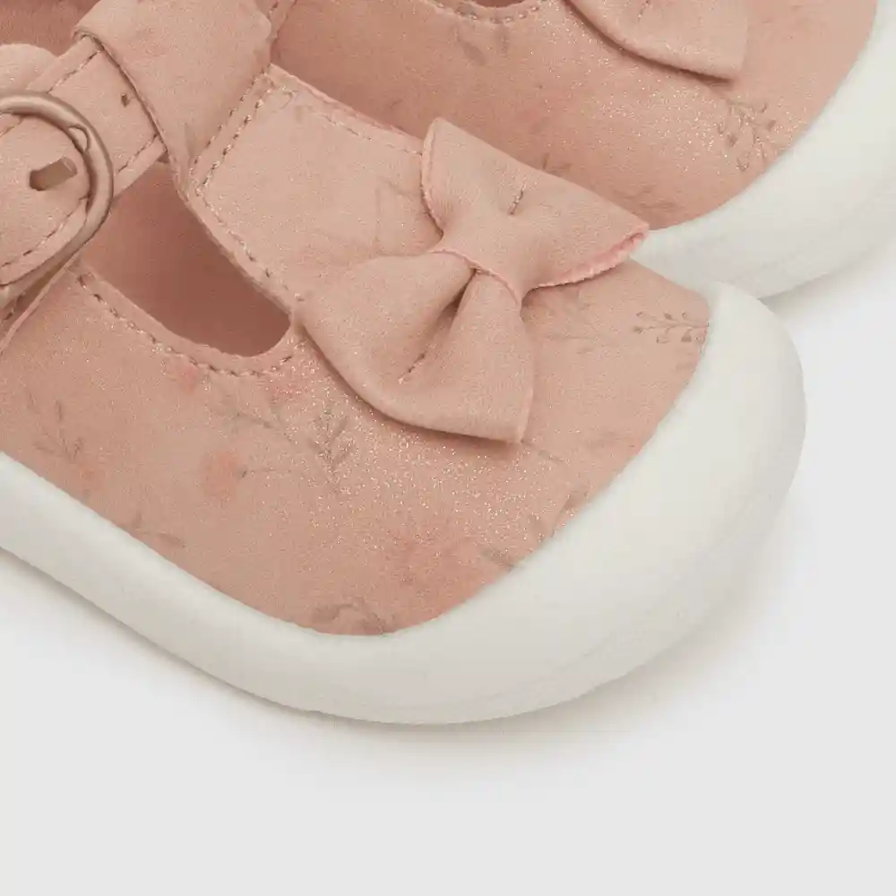 Zapatos Hebilla Y Aplicación Cinta Niña Rosado Talla 19