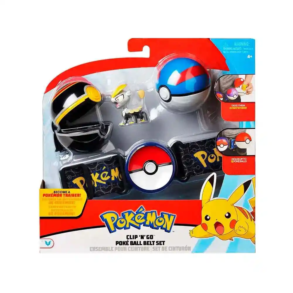 Pokemon Set Cinturón Entrenador Clip´n´go Con 2 Pokebolas Growlithe